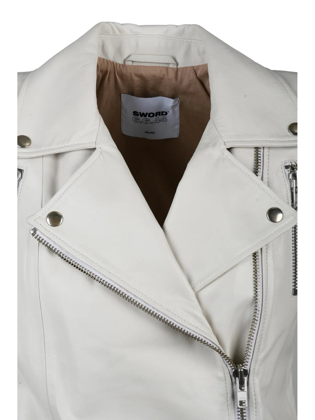 Sword 6.6.44 Giacca in Pelle Chiodo - Bianco