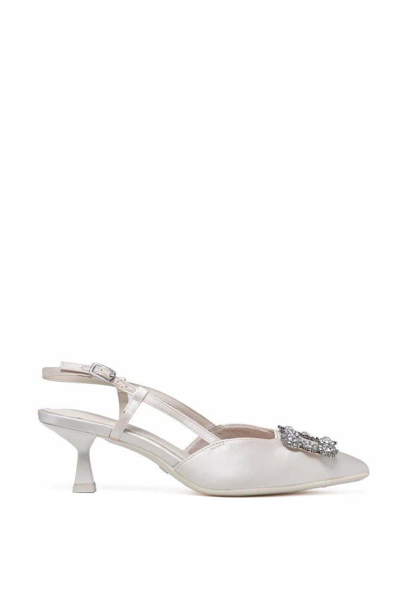 Tamaris Sandalo Chanel Raso con Cinturino - White Pearl