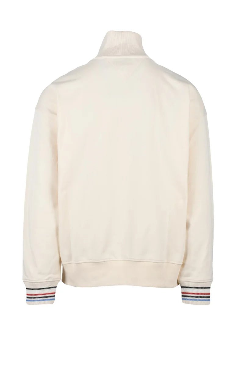 Tommy Hilfiger Felpa Zip Collo - Cream