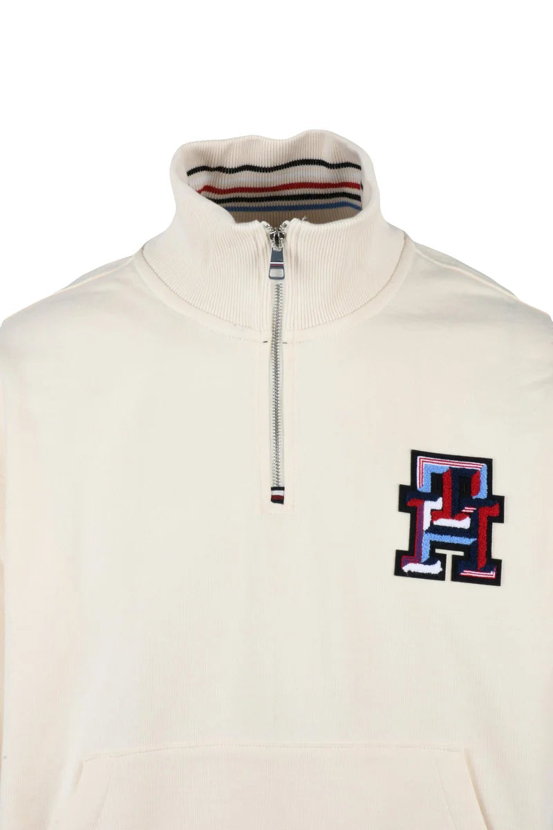 Tommy Hilfiger Felpa Zip Collo - Cream