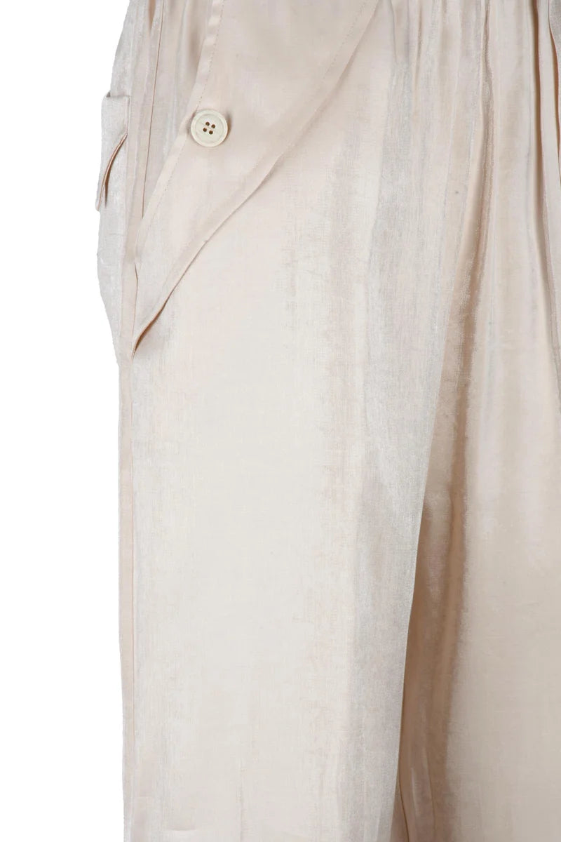 Virginia Bizzi Pantaloni Cargo Satin - Cream