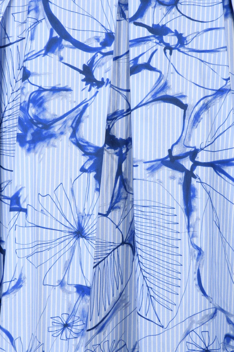 Vicario Cinque Gonna Cotone - Sky Blue/White