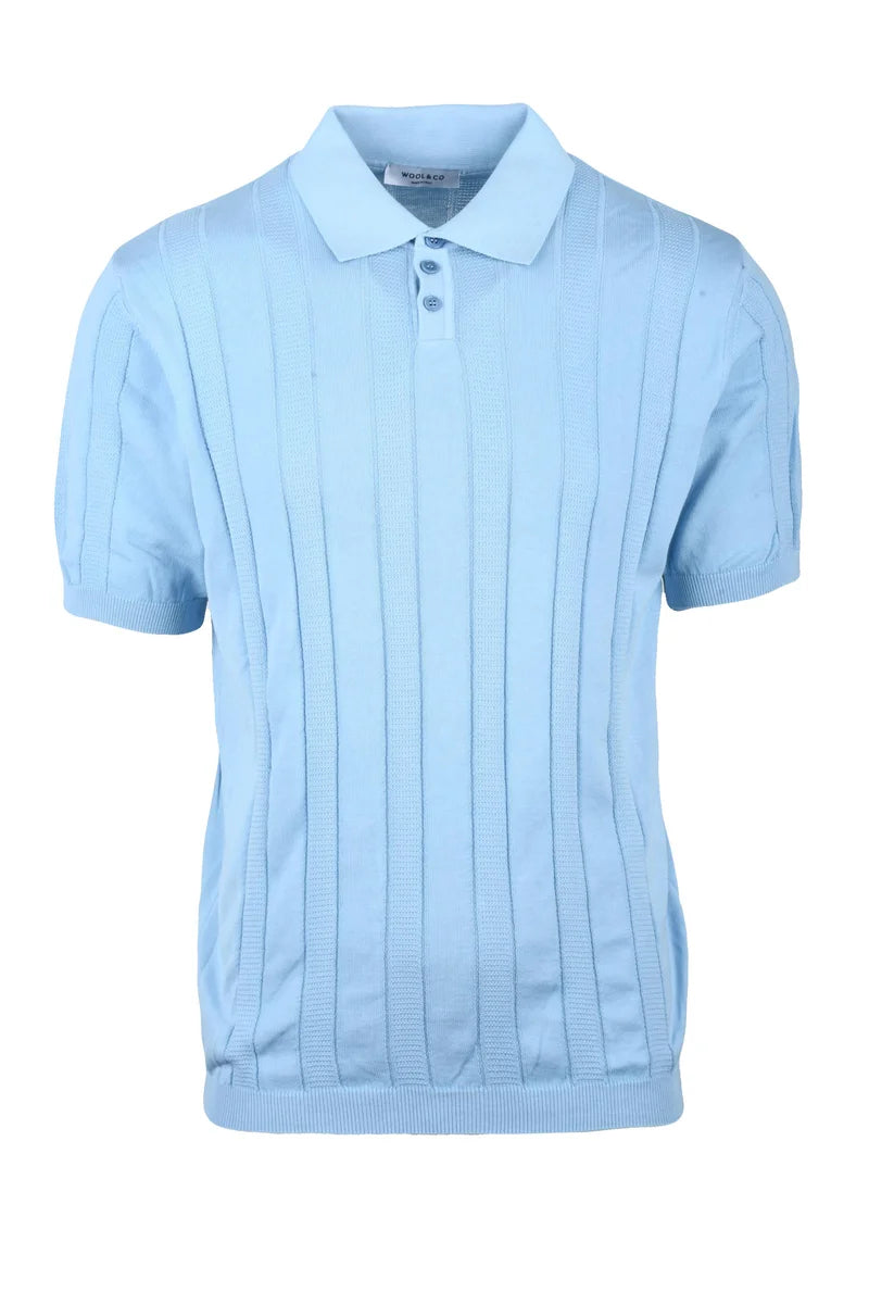 Wool & Co Polo in Maglia - Celeste