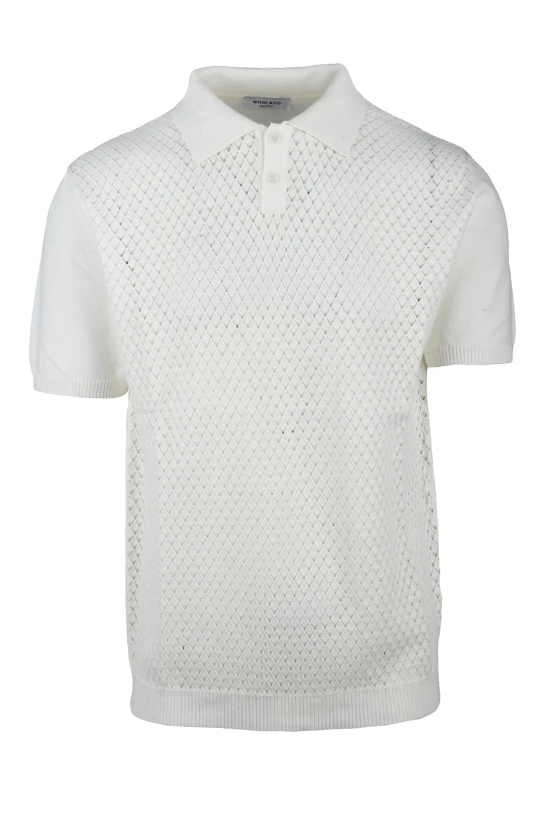 Wool & Co Polo in Maglia - Bianco