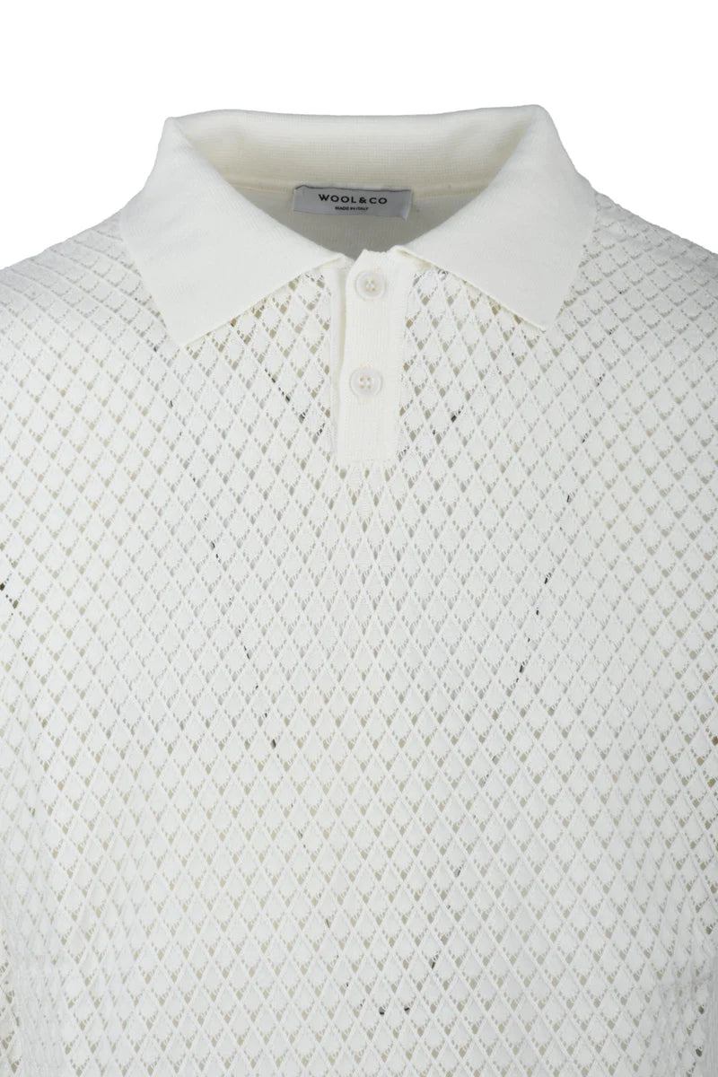 Wool & Co Polo in Maglia - Bianco