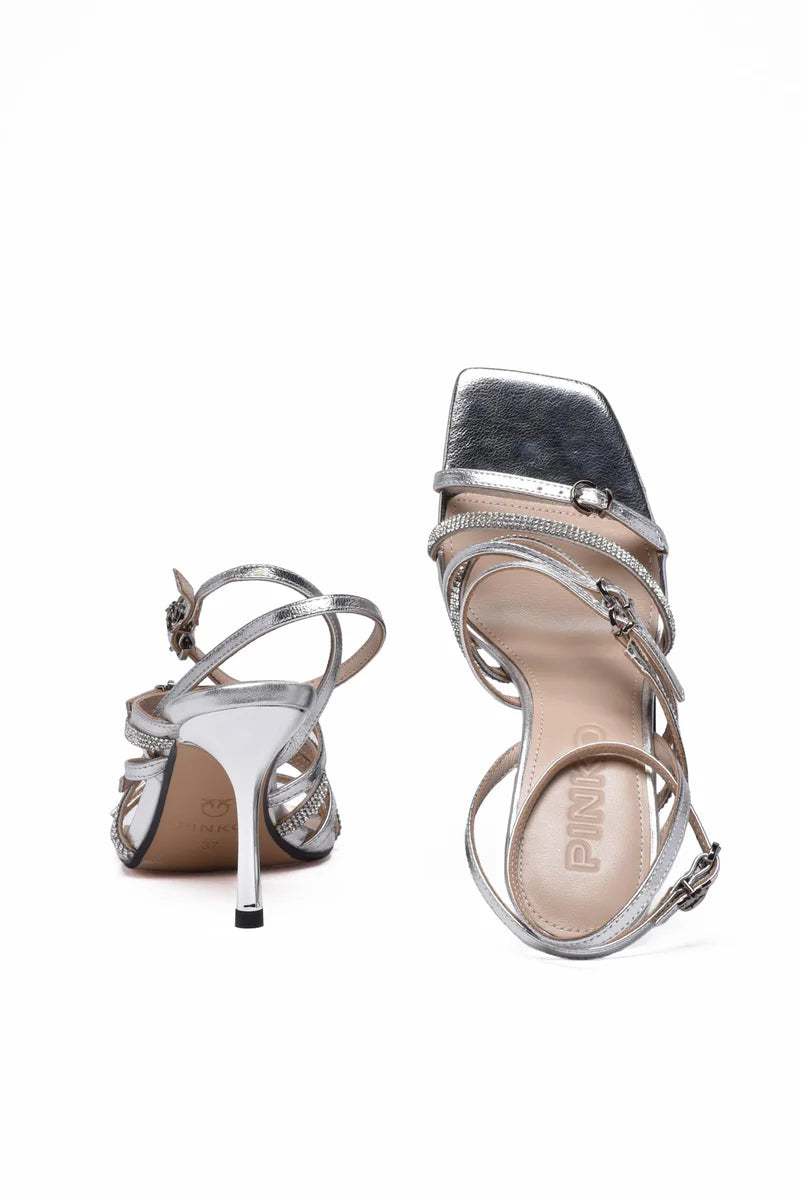 Pinko Sandalo Tacco 9cm Cinturino - Argento