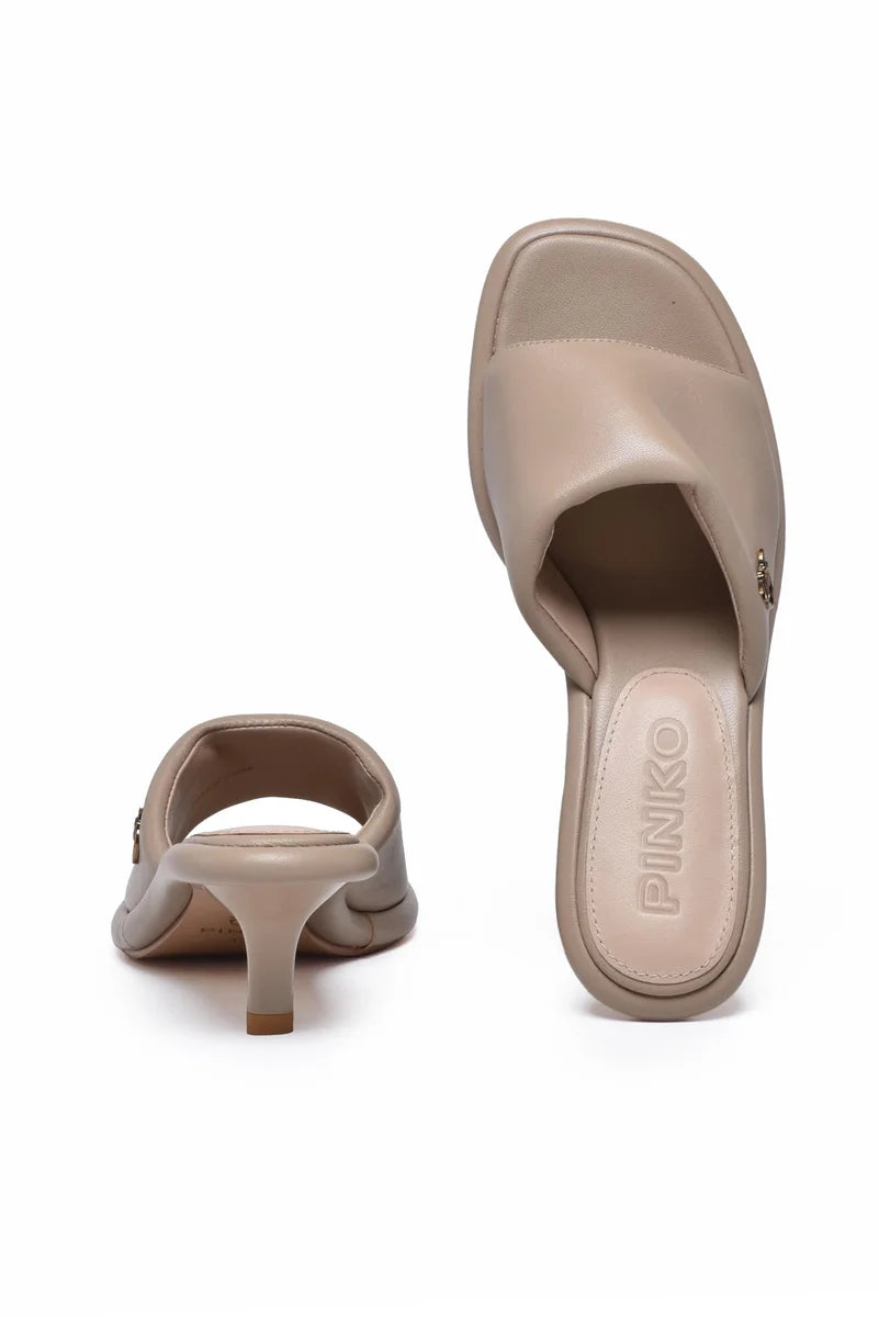 Pinko Sandalo Mules Pelle - Beige