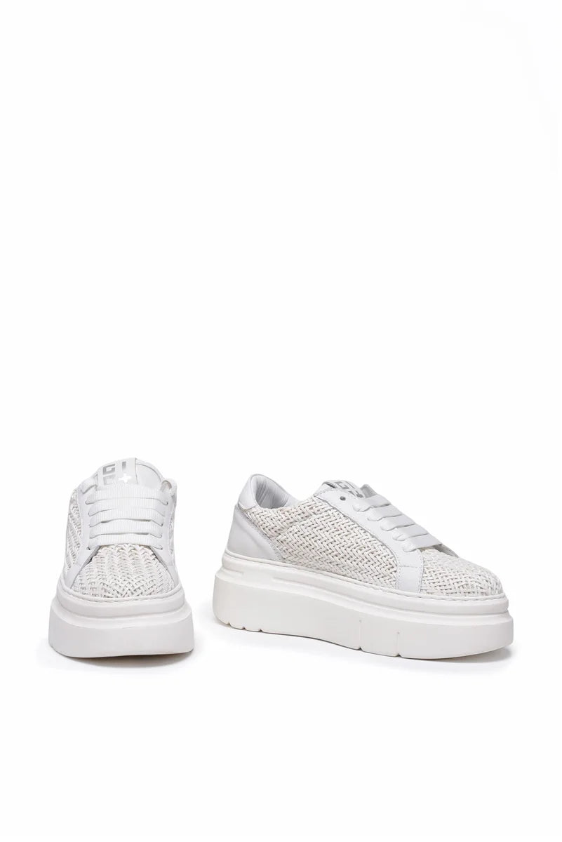 Gio + Sneakers Zeppa Pelle - Bianco