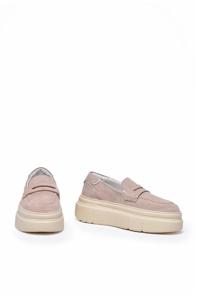 Gio + Mocassino Zeppa Suede - Rosa