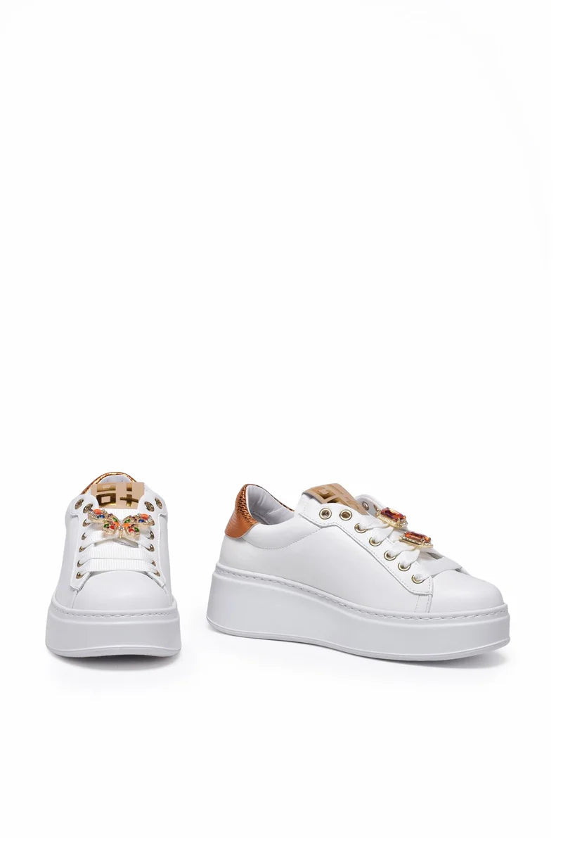 Gio + Sneakers Zeppa - White/Bronze