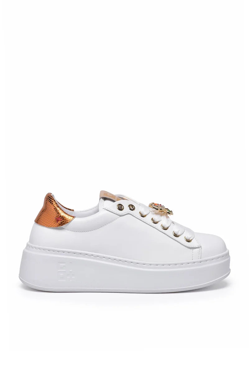 Gio + Sneakers Zeppa - White/Bronze