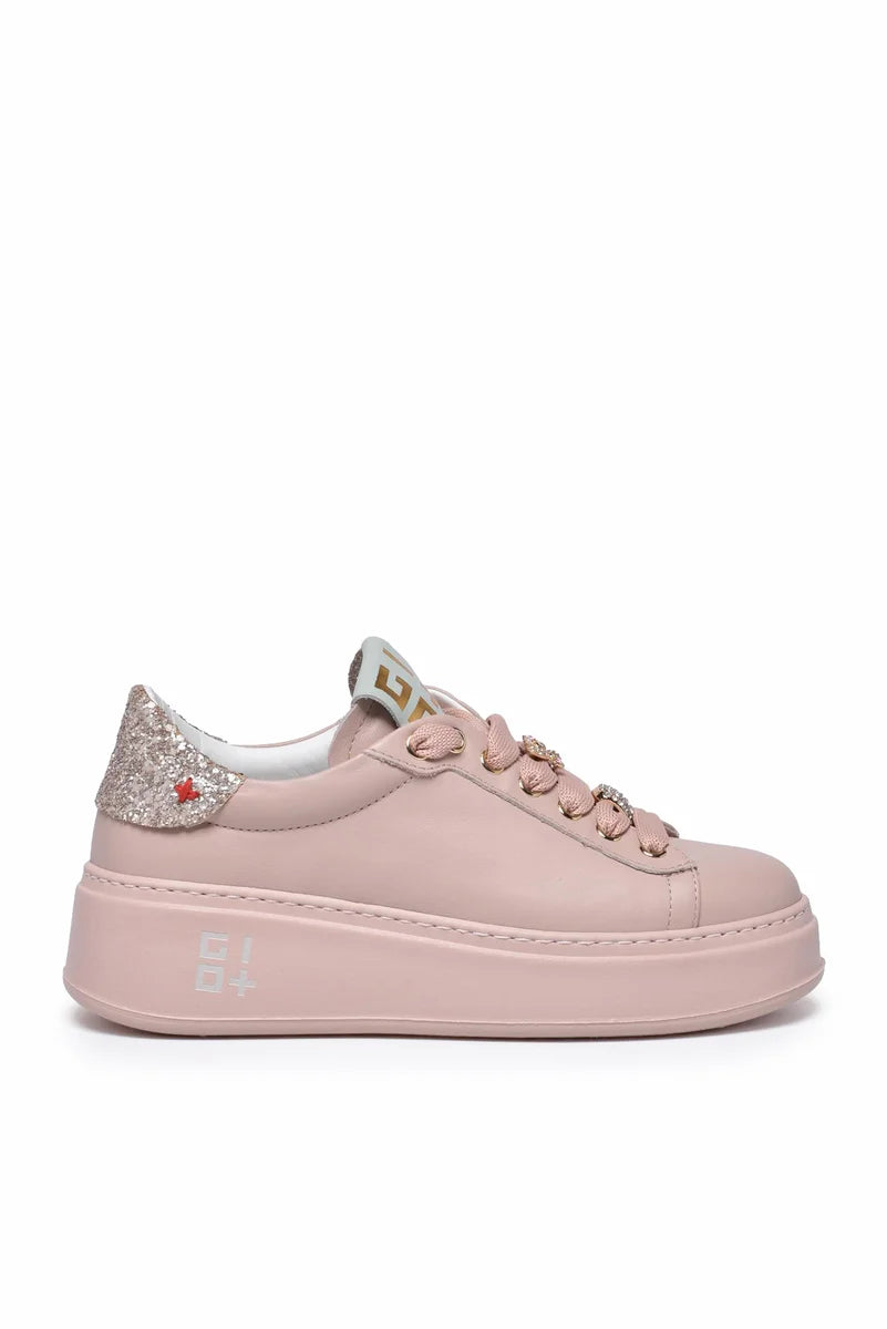 Gio + Sneakers Zeppa Pelle - Rosa