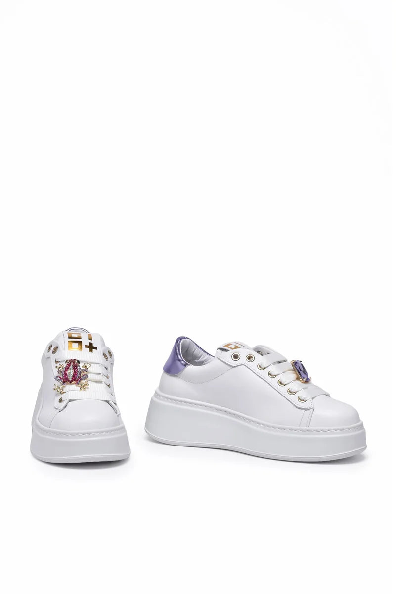Gio + Sneakers Zeppa Pelle - White/Lilac