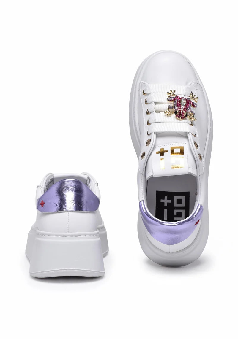 Gio + Sneakers Zeppa Pelle - White/Lilac