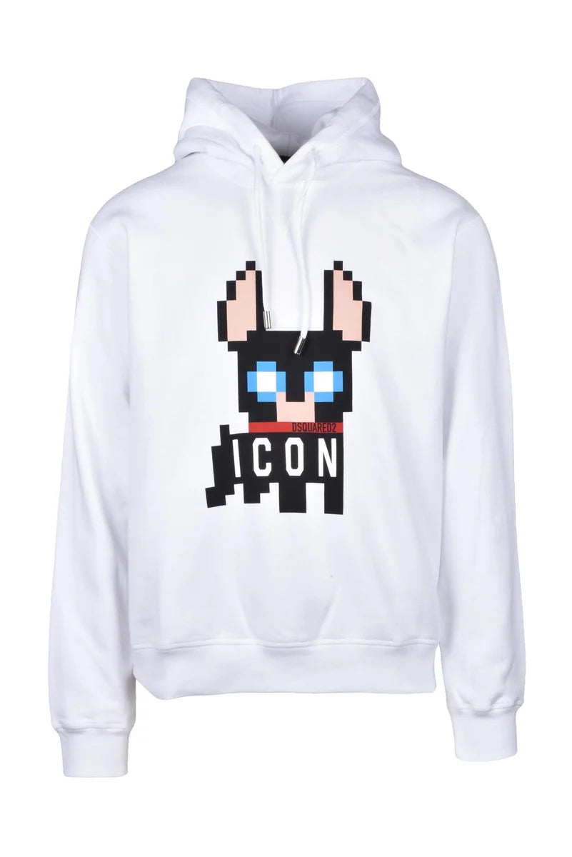 Dsquared2 Felpa Cappuccio Cotone - Bianco