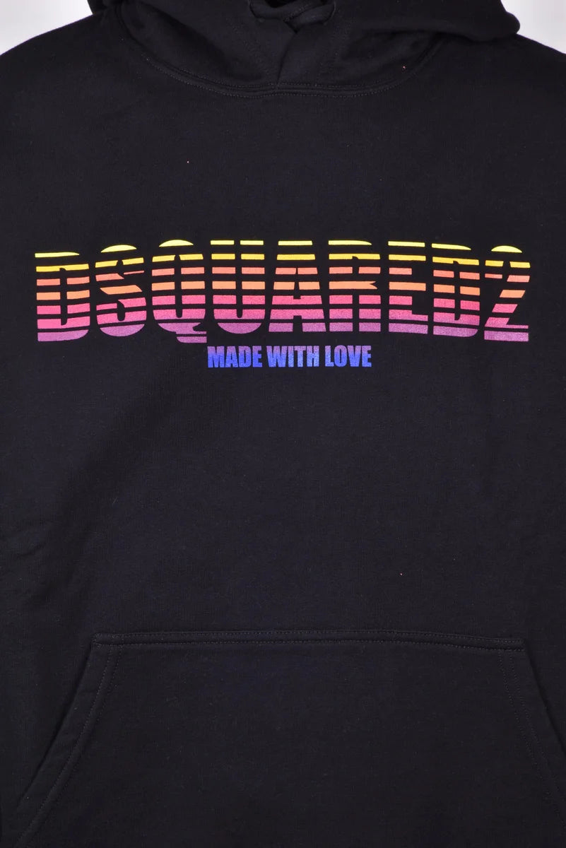 Dsquared2 Felpa Cappuccio Cotone Nero