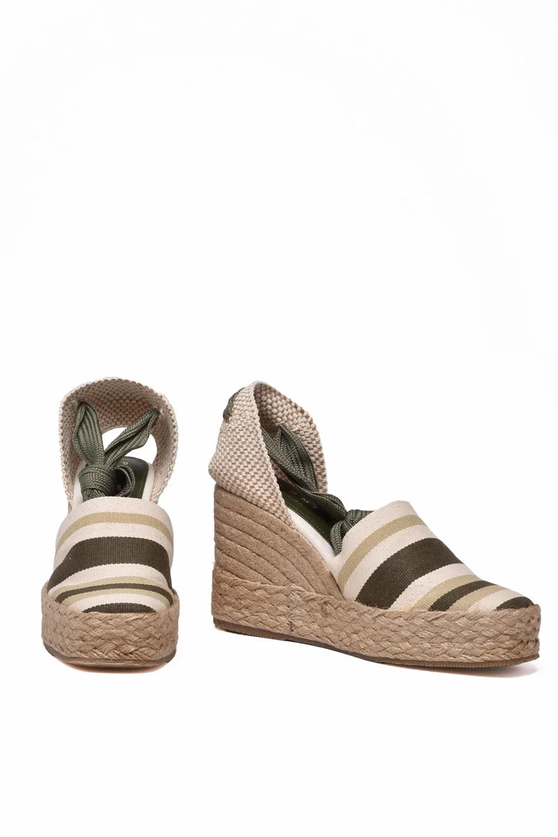 Palomitas By P.barcelo Wedge Espadrilles - Beige/Green