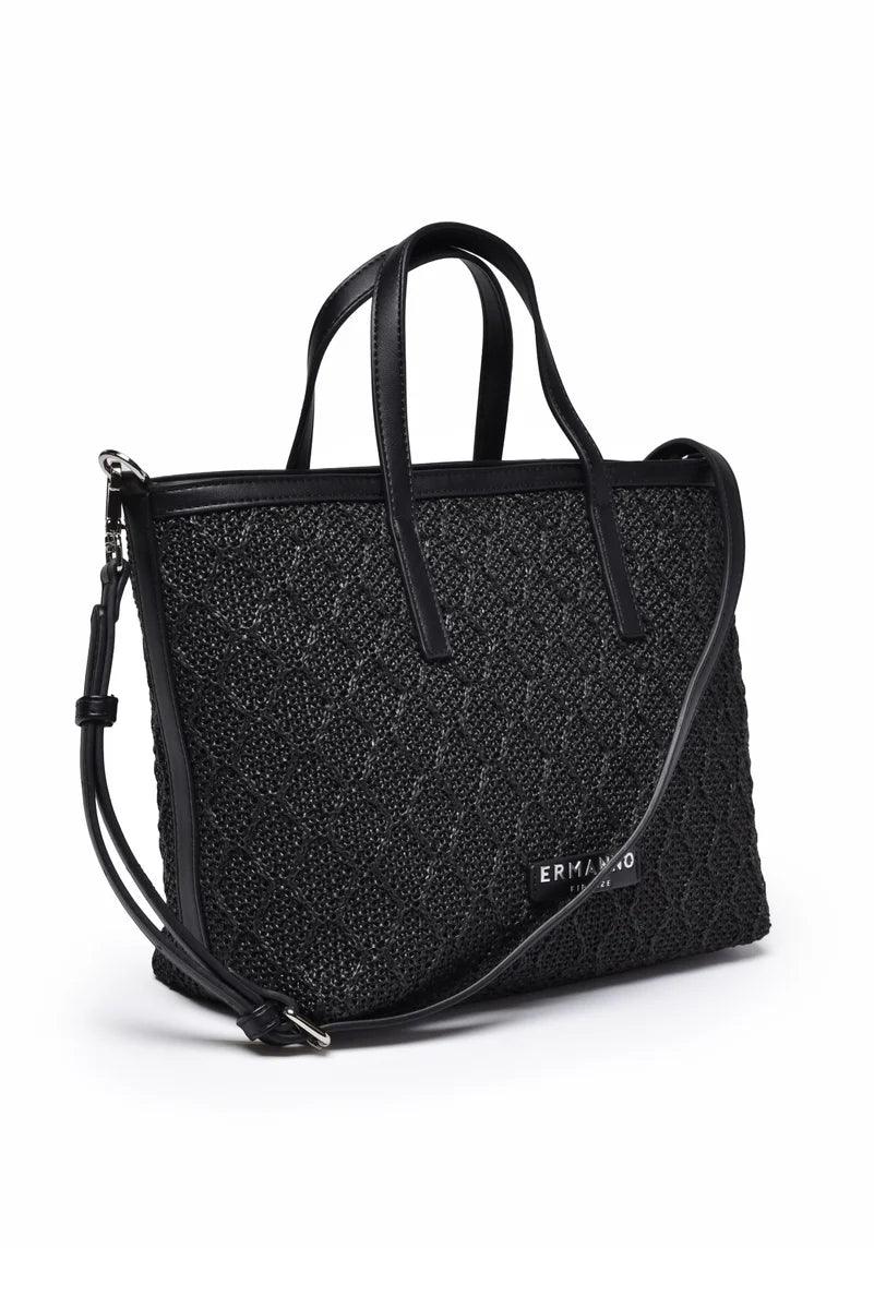 Ermanno Firenze Tote Terra Straw Borsa a Mano - Nero