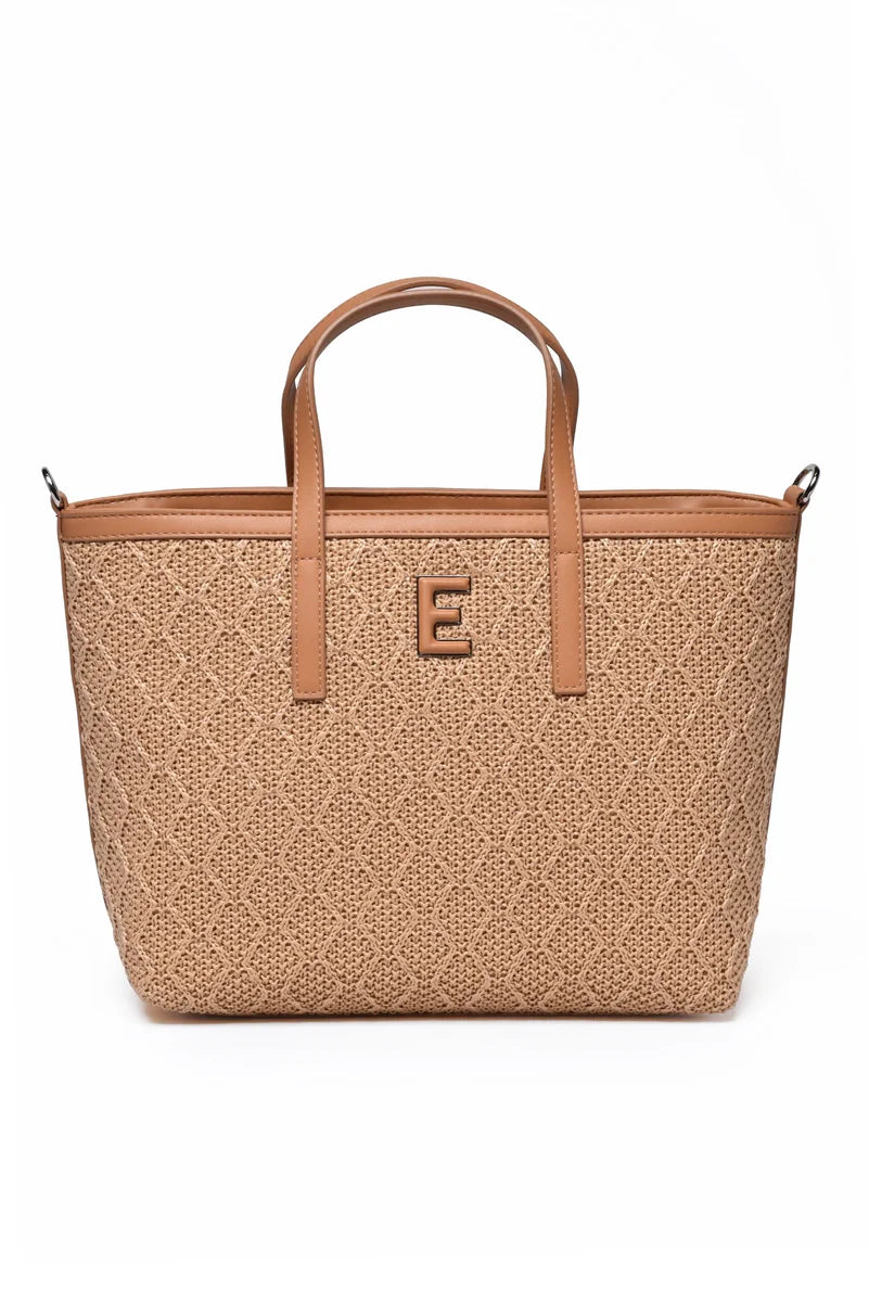 Ermanno Firenze Tote Terra Straw Borsa a Mano - Beige