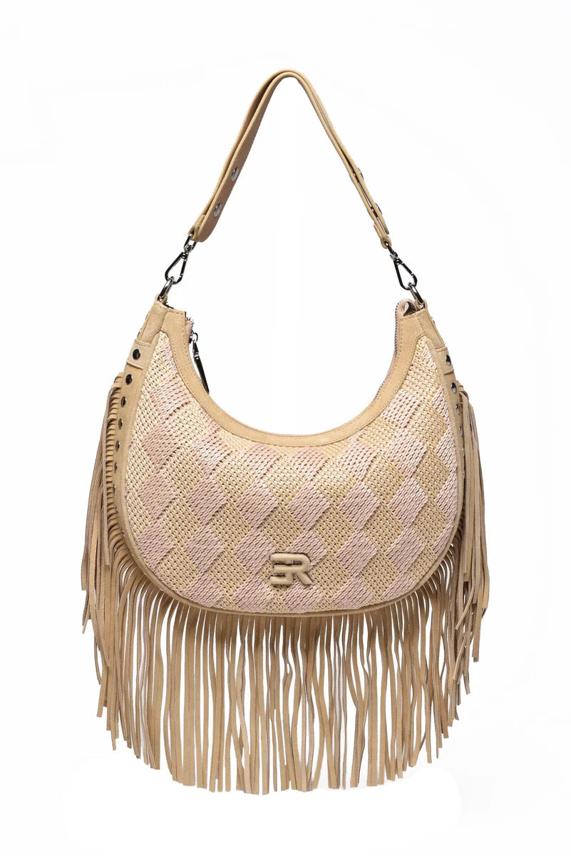Ermanno Firenze Hobo Terra Straw Fringes - Beige