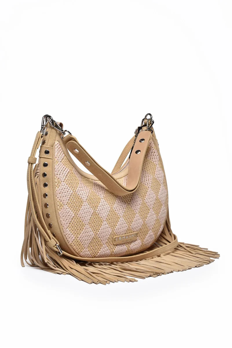 Ermanno Firenze Hobo Terra Straw Fringes - Beige