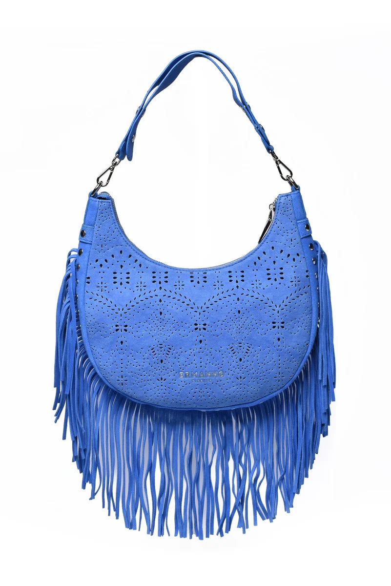 Ermanno Firenze Borsa a Spalla Hobo Terra Canvas - Blu