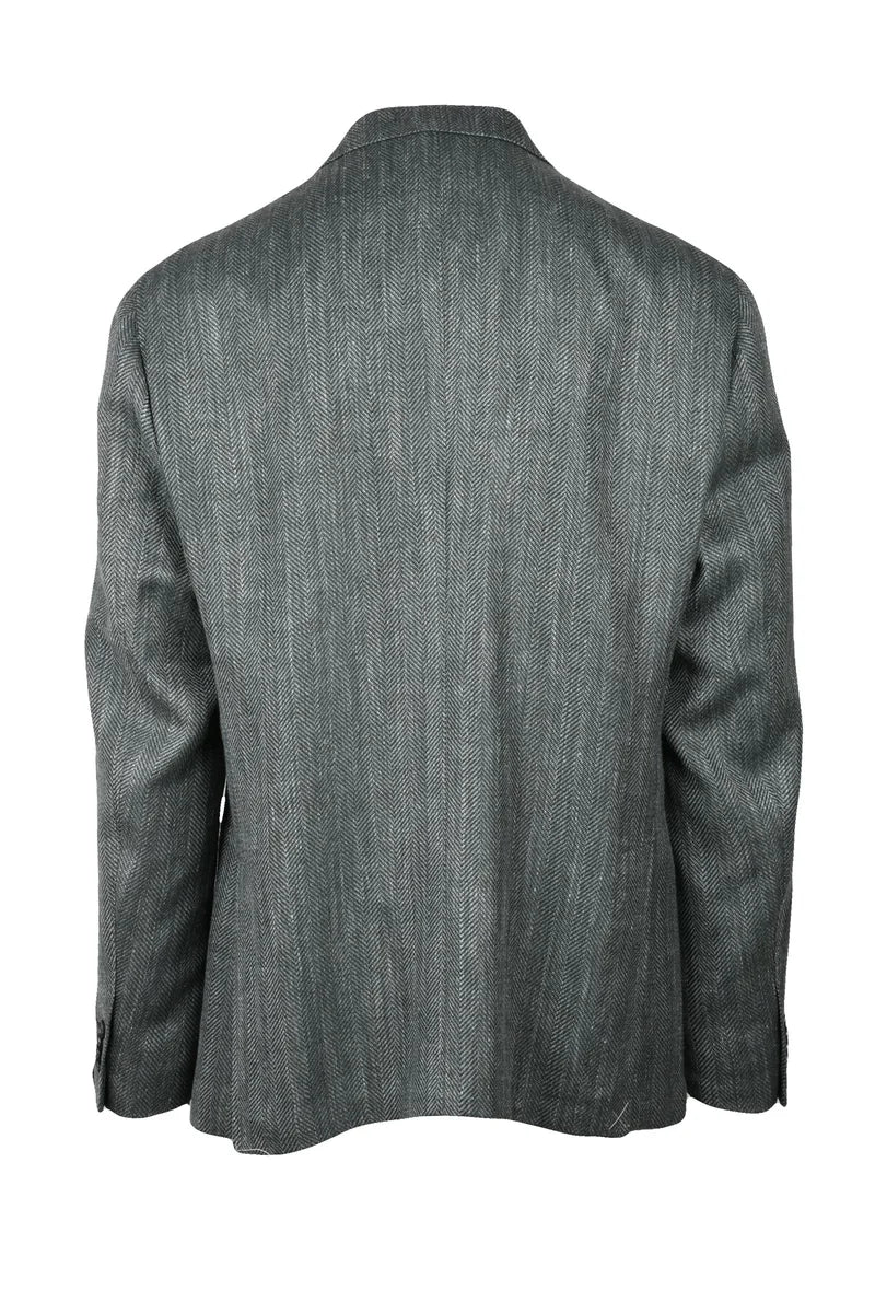 Corneliani Giacca Lana Seta Lino - Verde Salvia