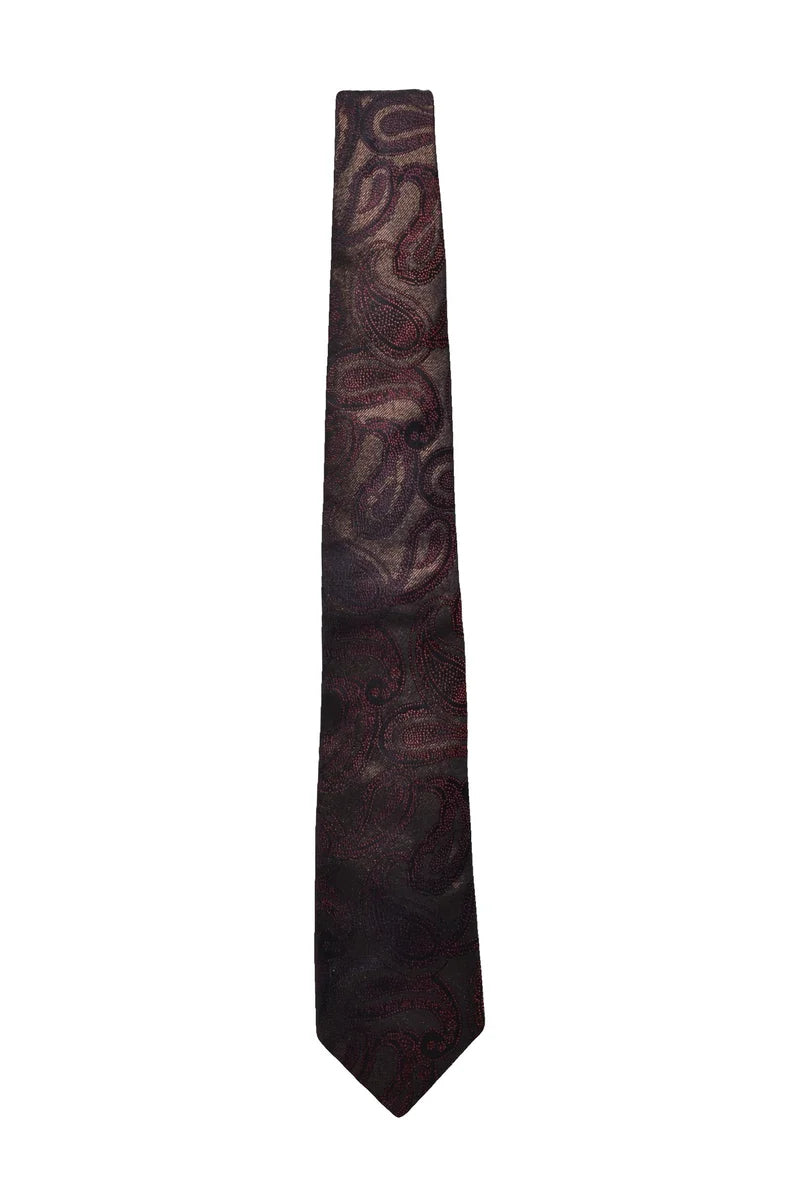 Etro Cravatta in Seta con Fibra Metallica - Marrone/Bordeaux