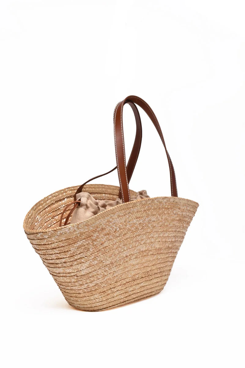 Orciani Shopper Paglia Pelle - Beige/Brown