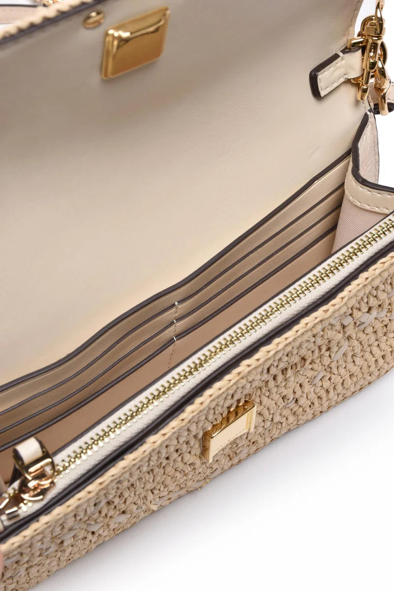 Tory Burch Tracolla Britten Rafia Crochet - Beige