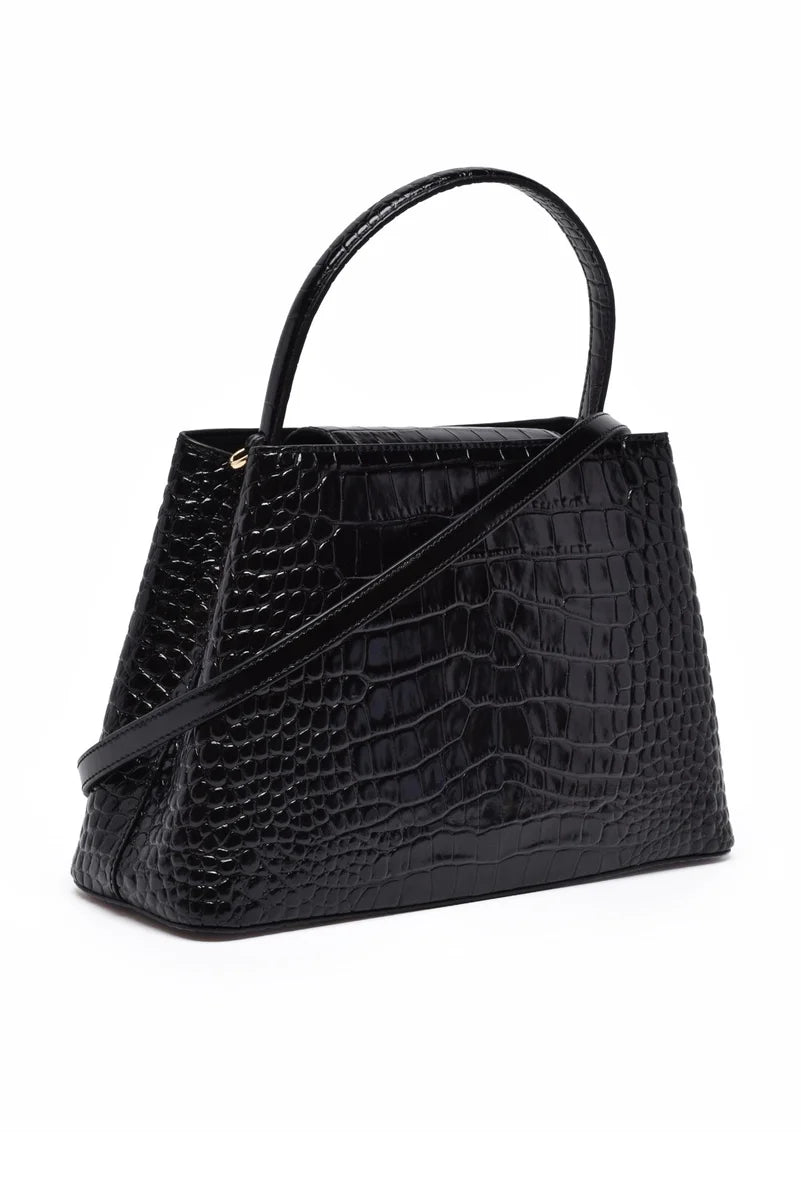 Tory Burch Britten Embossed Handbag - Black