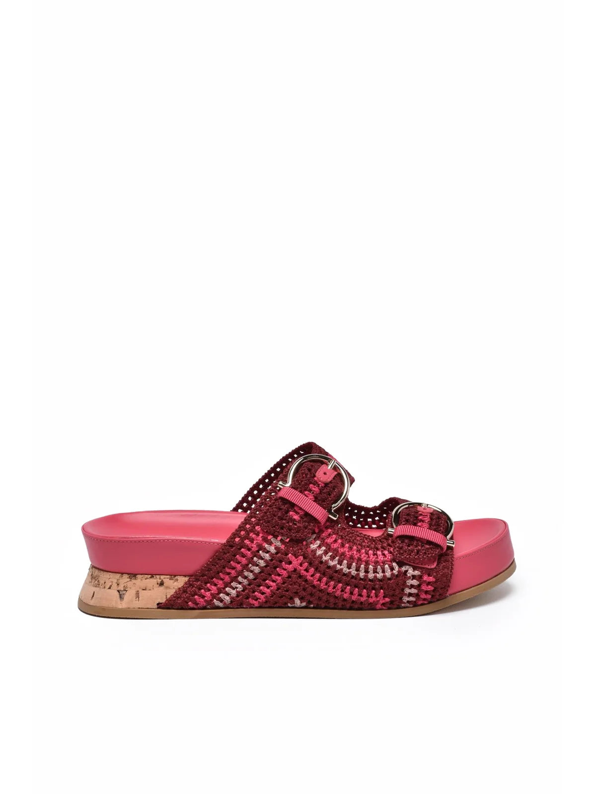 Salvatore Ferragamo Shaula Ciabatta Zeppa Rafia - Fucsia