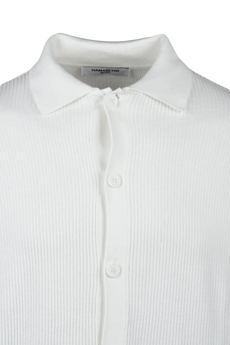 Hamaki-ho Cardigan Girocollo Cotone - Bianco