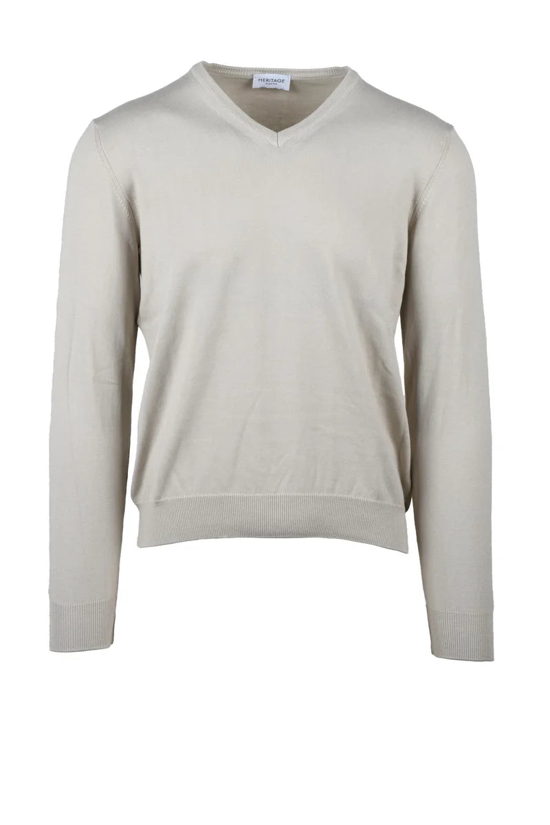 Heritage Maglioncino a V Cotone - Beige