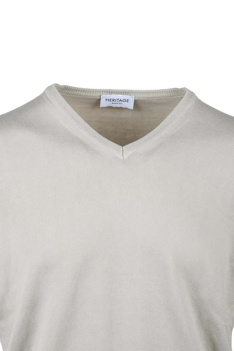 Heritage Maglioncino a V Cotone - Beige