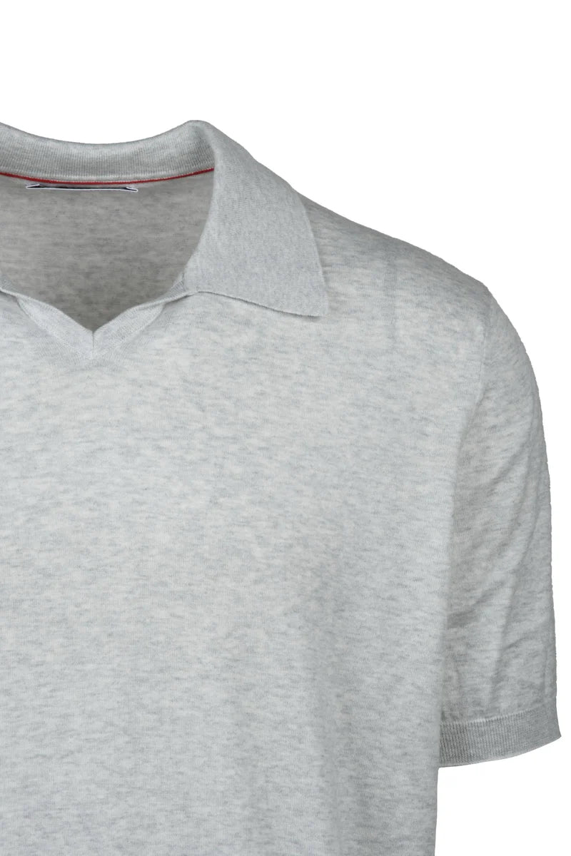 Brunello Cucinelli Polo in Maglia - Grigio Chiaro