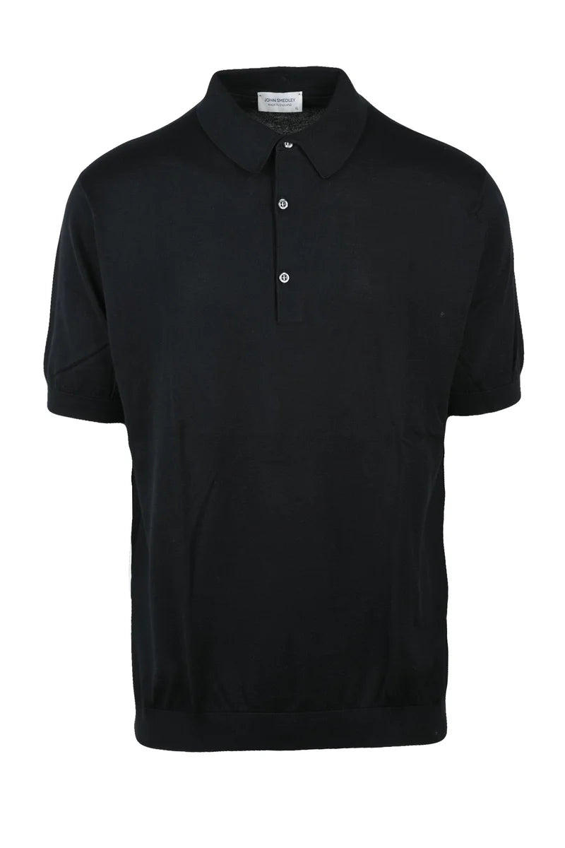 John Smedley Knitted Polo Shirt - Black
