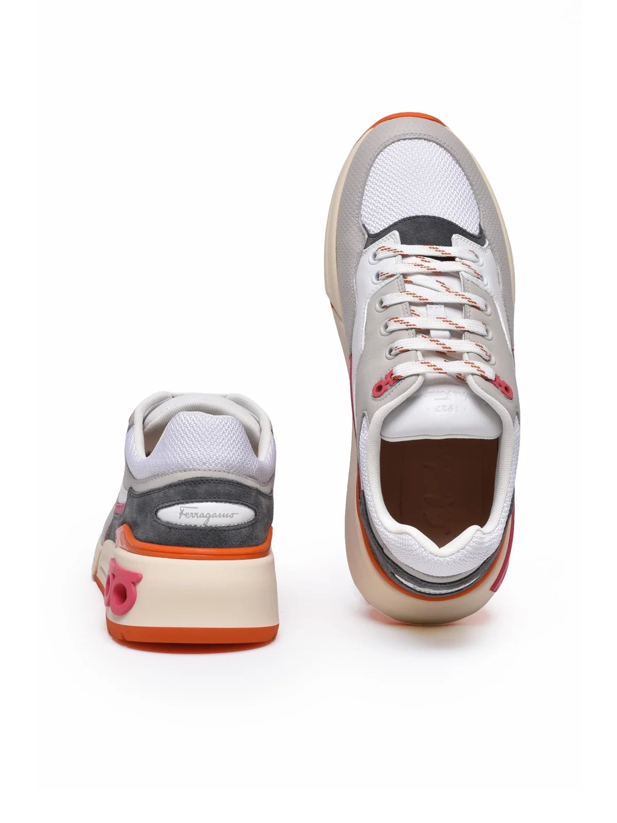 Salvatore Ferragamo Cosma Low Sneaker - Grey/Orange