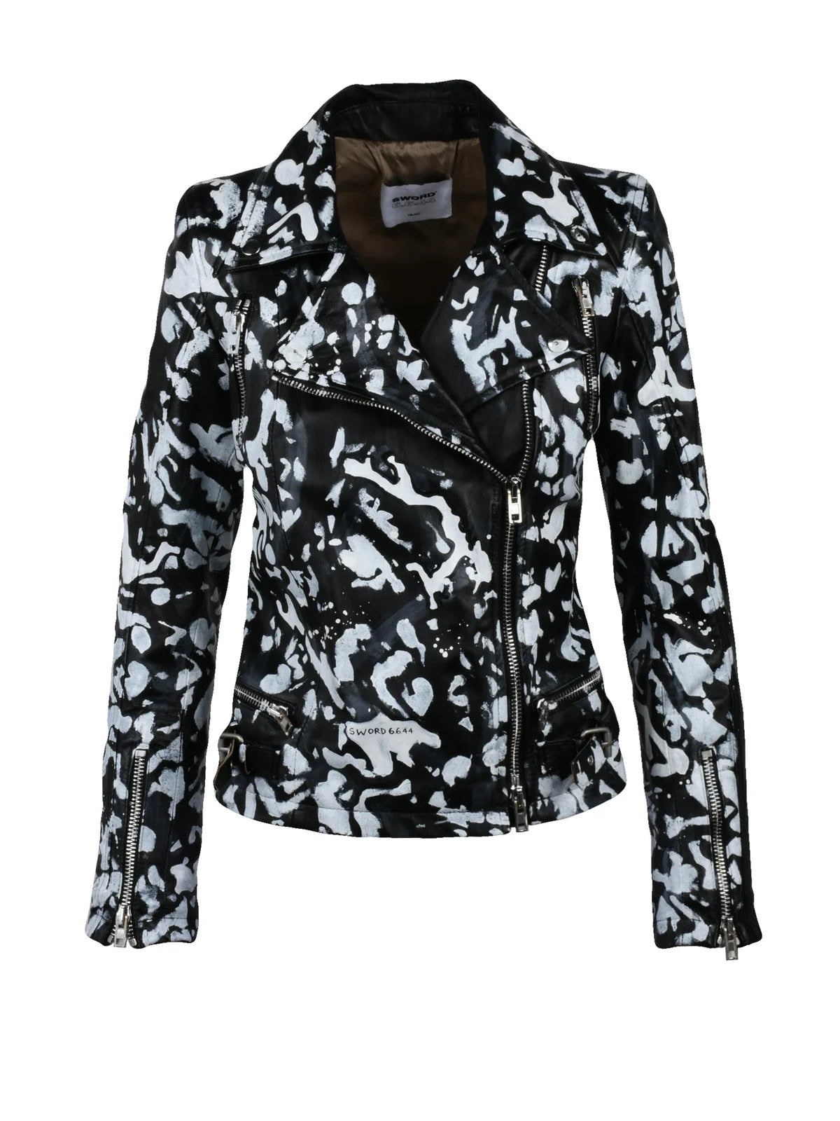 Sword 6.6.44 Chiodo Pelle - Nero/Bianco