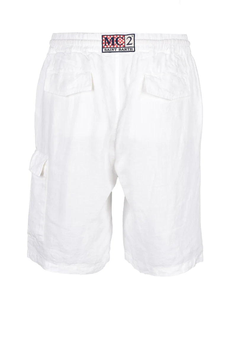Mc2 Saint Barth Bermuda in Lino - Bianco