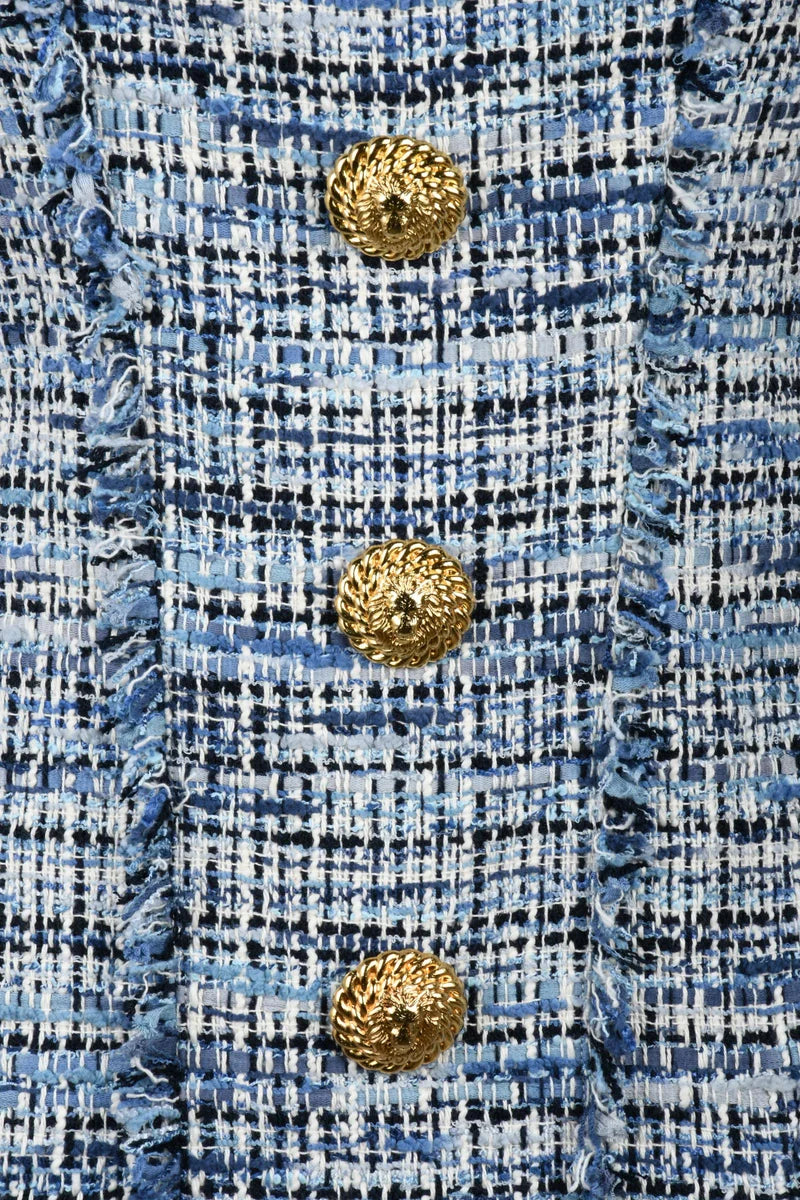 Balmain Abito Corto Bouclé - Blu