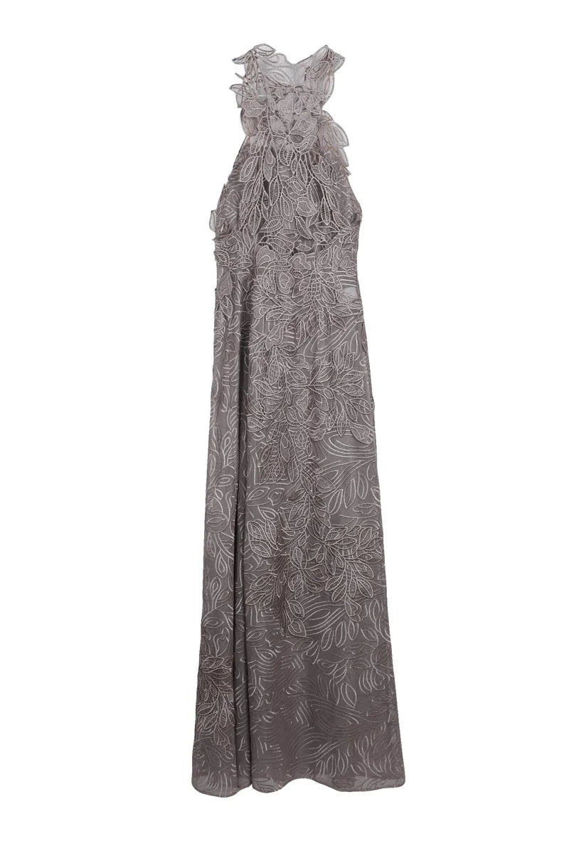 Alberta Ferretti Abito Lungo Ricamato - Grigio