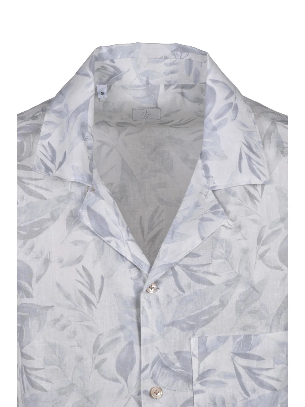 Eleventy Camicia Lino Cotone - Bianco/Grigio