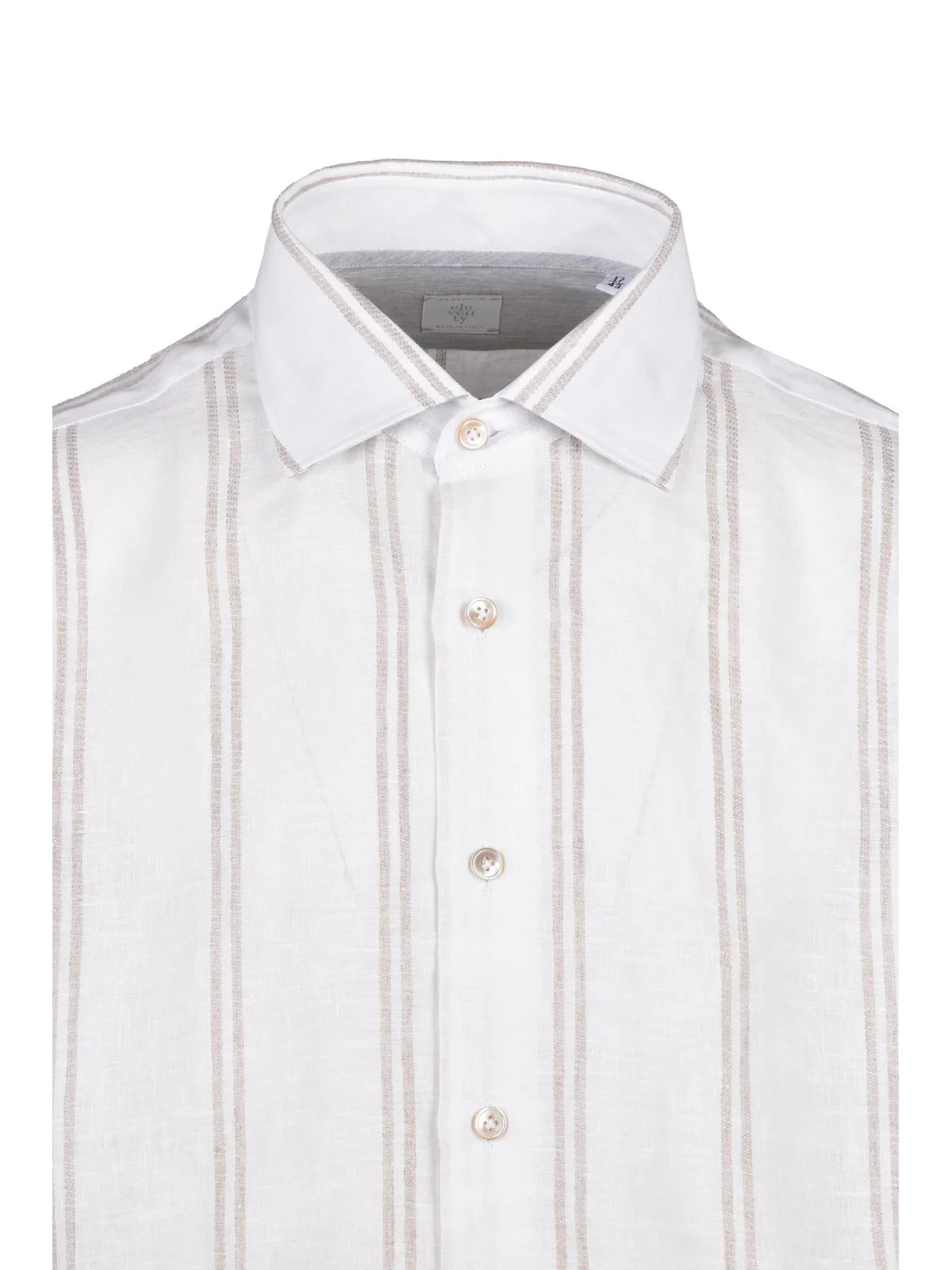 Eleventy Camicia Lino Garzata - Bianco/Beige