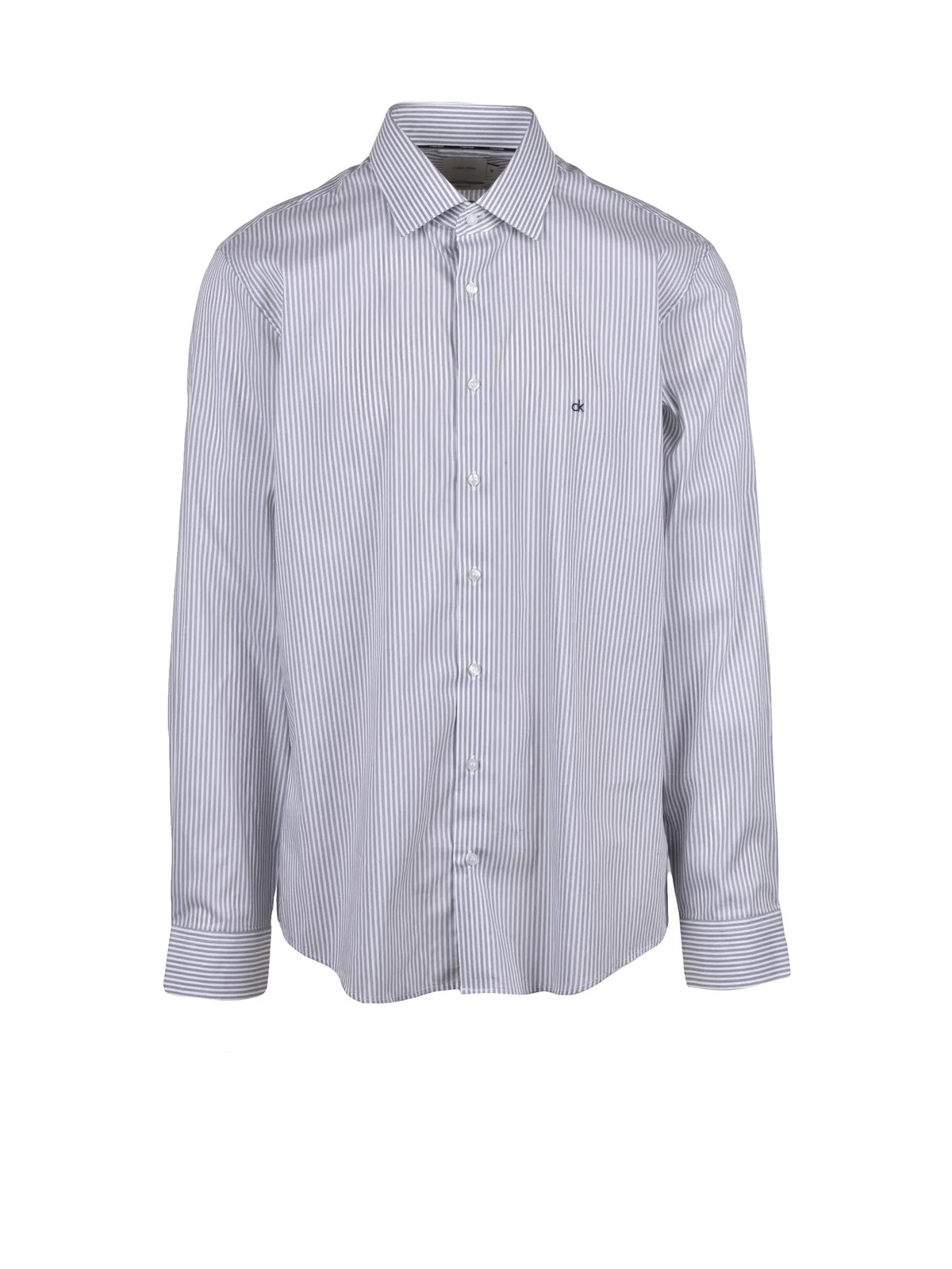 Calvin Klein Camicia Lyocell Stretch - Bianco/Grigio
