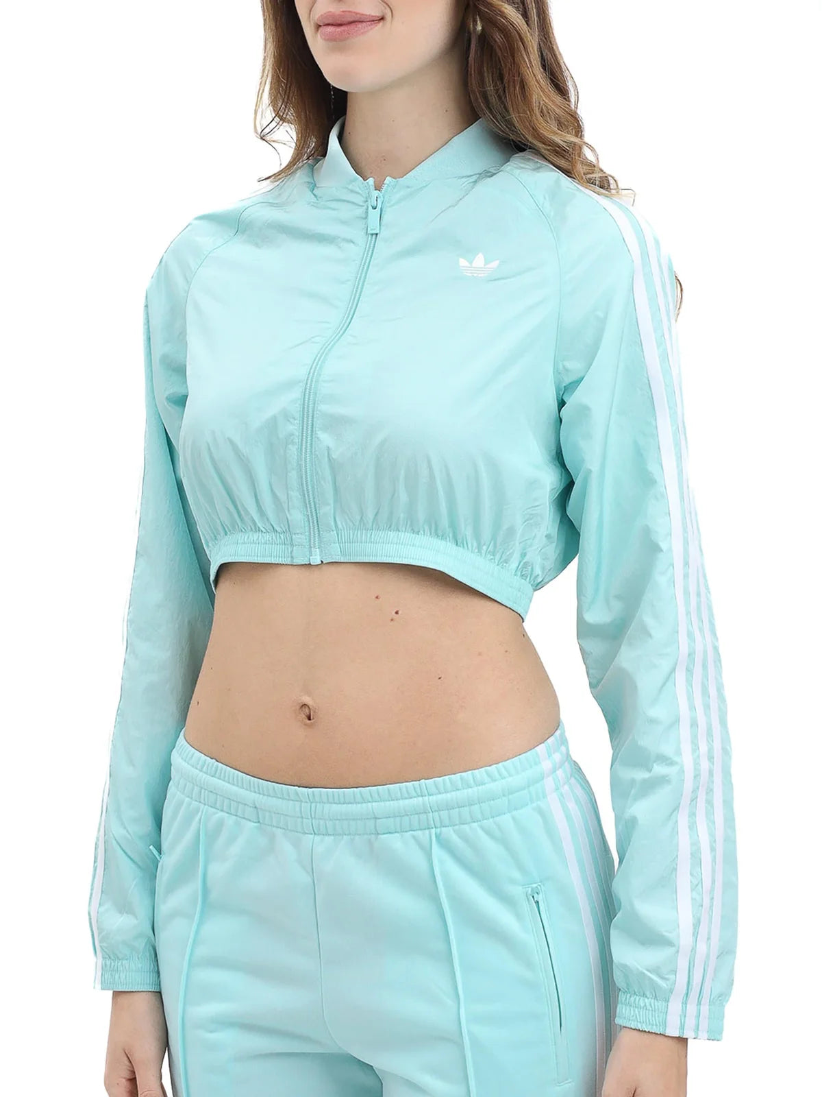 Adidas Felpa Corta Nylon Riciclato Verde Acqua