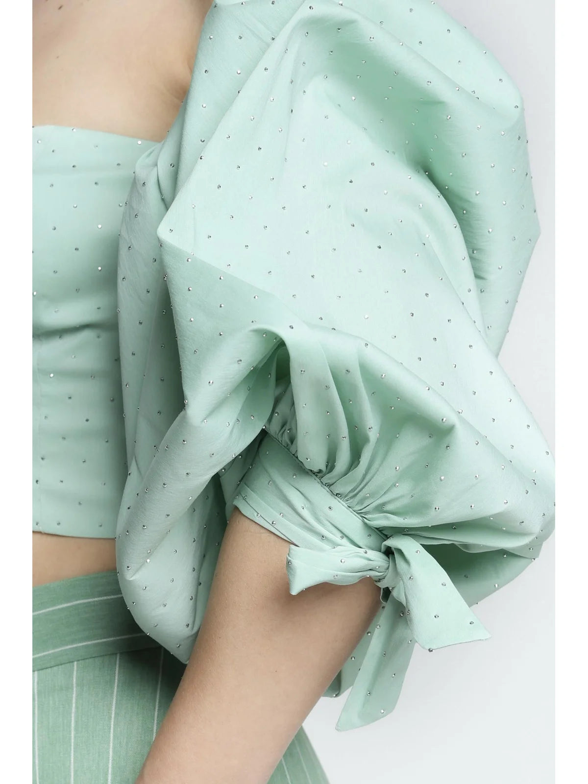 Santas* Top Strass Maniche Sbuffo - Verde