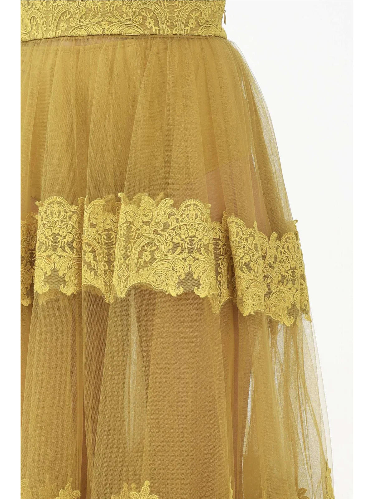 Elisabetta Franchi Gonna Ricamata - Curry