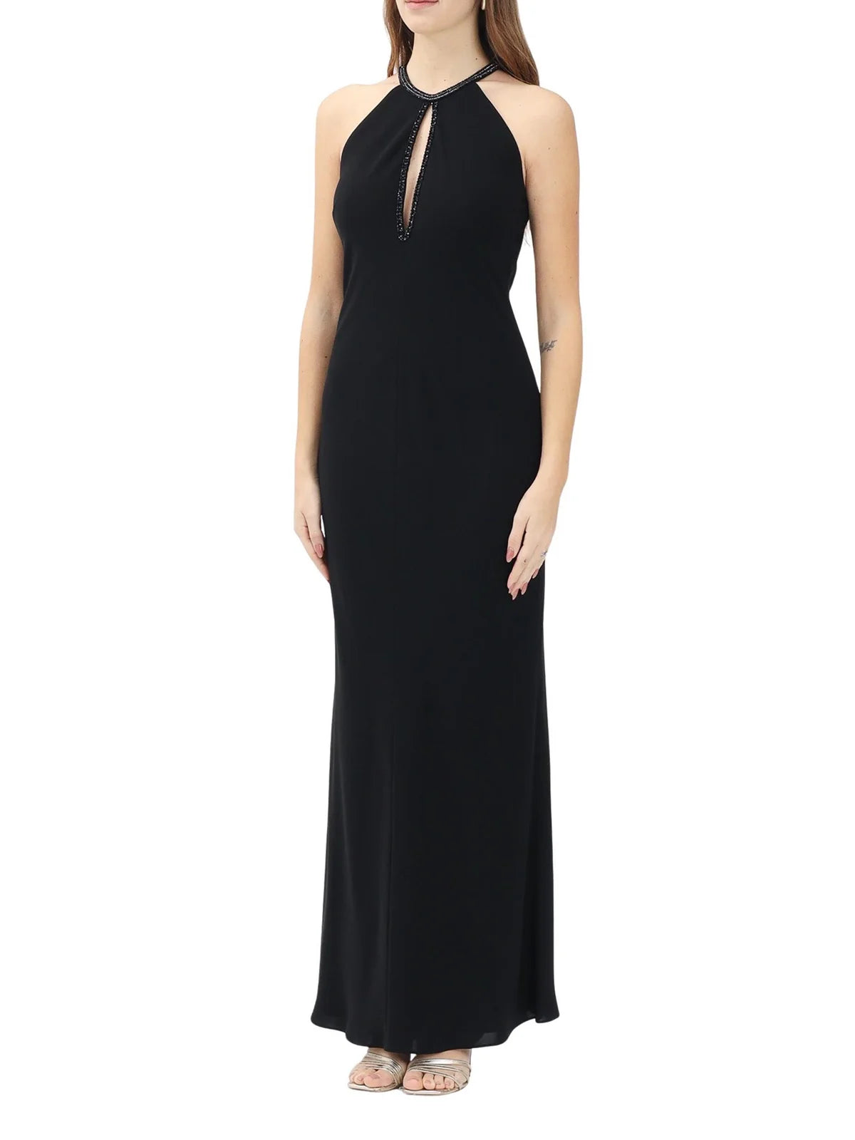 Max Mara Studio Abito Lungo con Strass - Nero