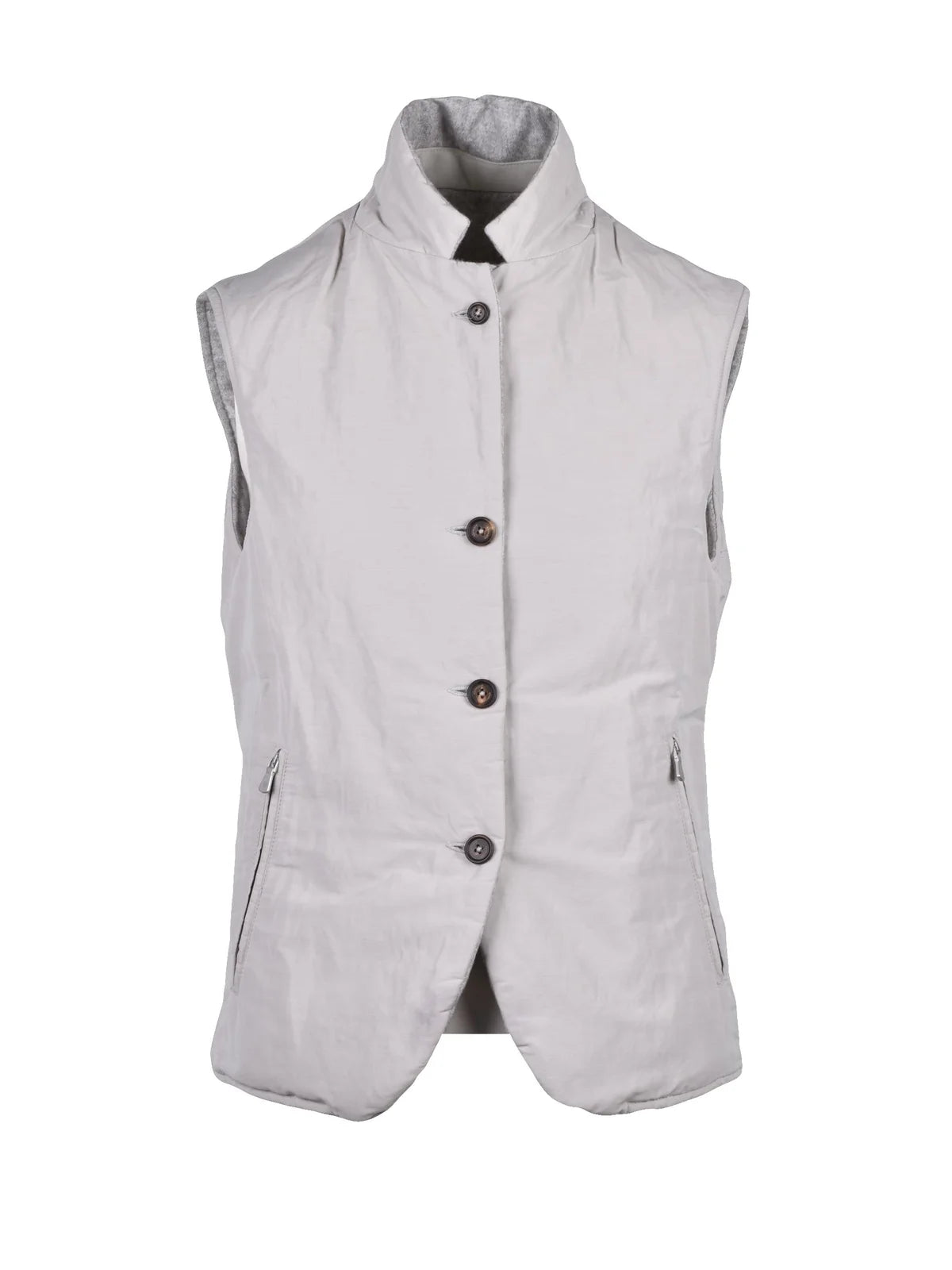 Eleventy Sleeveless Flannel, Silk and Cashmere Vest - Grey
